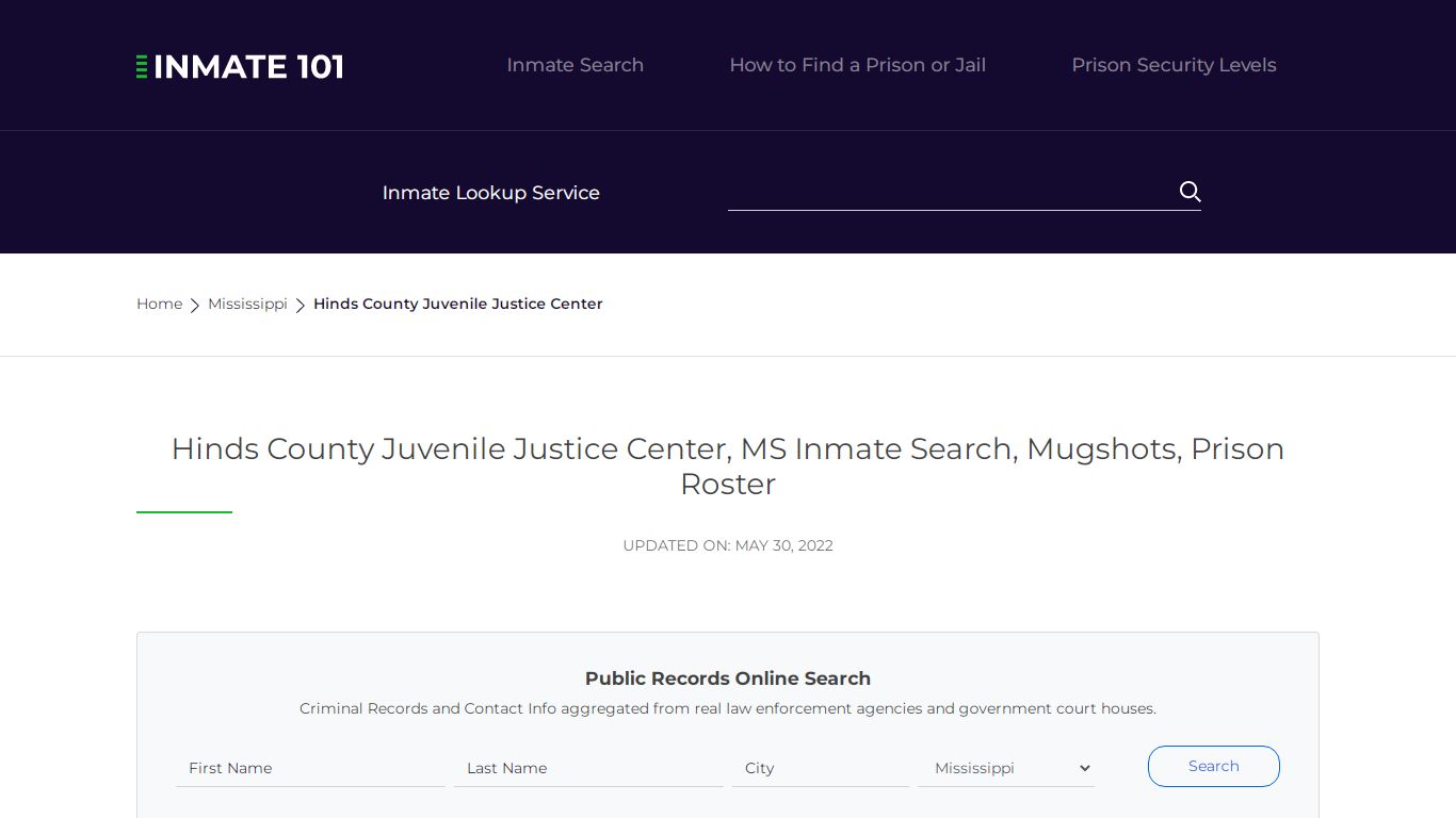 Hinds County Juvenile Justice Center, MS Inmate Search ...